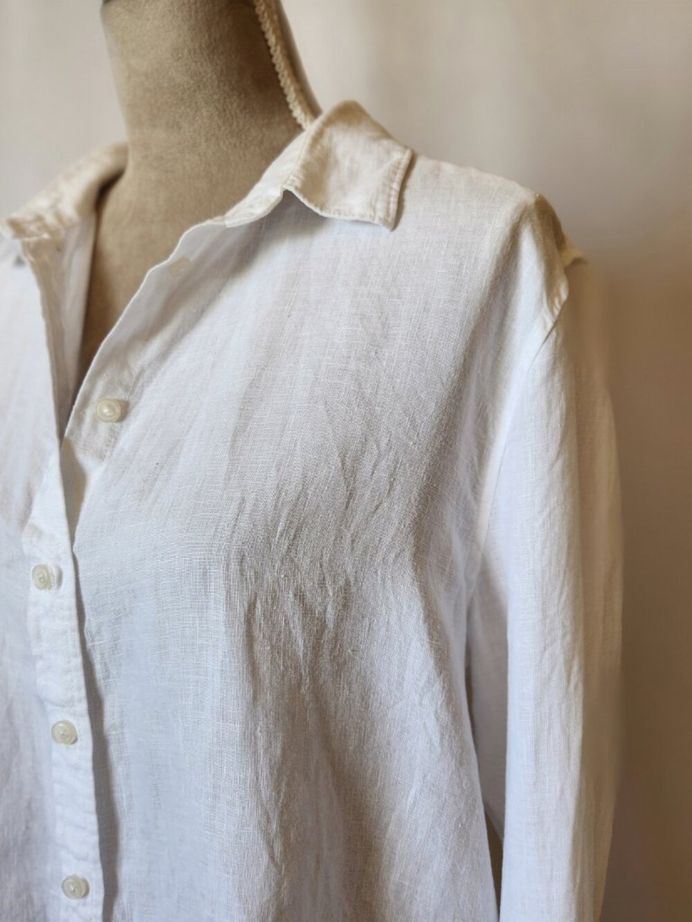 Quince Women's Large White 100% European Linen Long Sleeve Button-Down Shirt - Picture 9 of 15